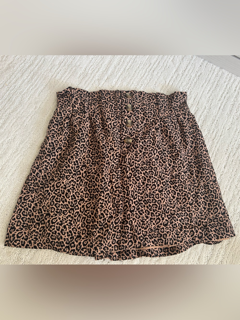 American Eagle Skirt Womens Size M Leopard Print Paperbag Mini Skirt